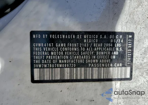 2024 Volkswagen Jetta Se z USA, uszkodzony, nr VIN 3VW7M7BU7RM086720